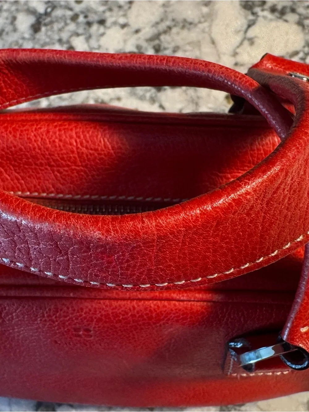 kate spade Red Leather Bowler Mini Bag with Silver Hardware